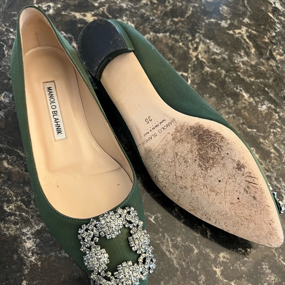 Manolo Blahnik Hangisi Flats green - Picture 3 of 6